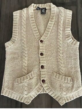 Kennington Ltd. 1980’s Cable Knit Fisherman’s Sweater Vest - Size Large
